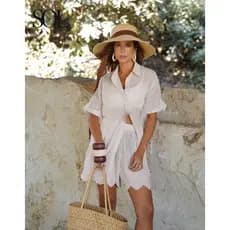 Veste Praia Sol Praia Renda Detalhe, Conjunto Blusa e Short, Verão Praia Estilo Boho Chic, Várias cores.