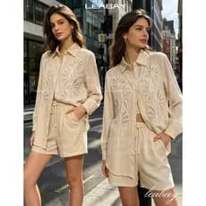 Conjunto feminino short e blusa, proteção solar, conjunto feminino elegante, Finas Toque Leve Look Perfeito Casual.