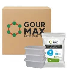 POTE RETANGULAR 350ML GOURMAX (6X24) 144 UNIDADES – POTE PLÁSTICO DESCARTÁVEL PARA ALIMENTOS