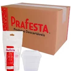 POTE QUADRADO LACRE PRAFESTA 250ML 24X10 – 240 UNIDADES – POTE PLÁSTICO PARA ALIMENTOS