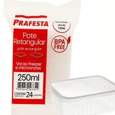 POTE RETANGULAR 250ML  24 UNIDADES - DESCARTÁVEL PARA SOBREMESA MARMITA DELIVERY
