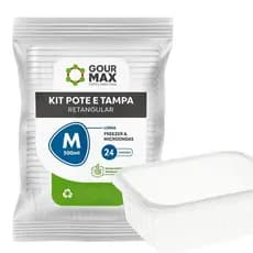POTE RETANGULAR 500ML GOURMAX COM TAMPA 24 UNIDADES – POTE PLÁSTICO DESCARTÁVEL PARA ALIMENTOS