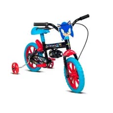 Bicicleta Infantil Com Rodinha Menino Aro 12 Sonic Preta e Azul Verden Bikes
