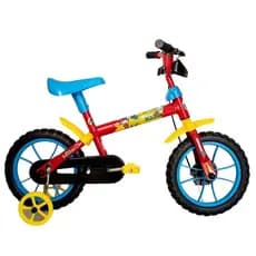 Bicicleta Infantil Aro 12 Com Rodinhas Meninos Lillo Vermelho e Azul Samy Bikes