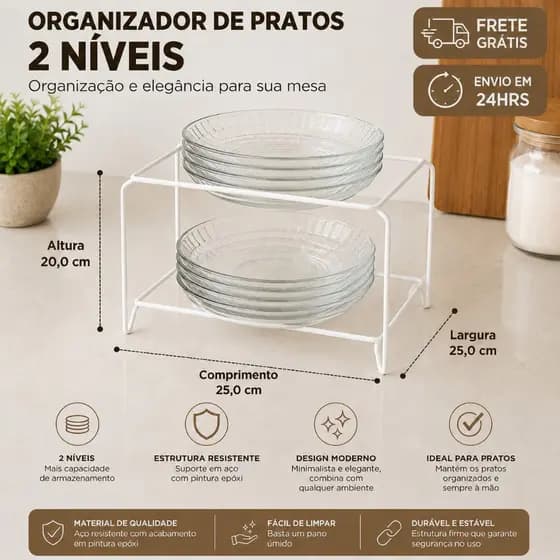 orgnizador de pratos 2 niveis