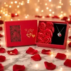 Kit Colar Porta Joias e Rosas Luxo Presente Delicado Namorada Aniversario Esposa Pingente Surpresa