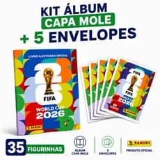 Álbum Oficial Copa Do Mundo 2026 + 5 Pacotes De Figurinhas Panini Capa Mole