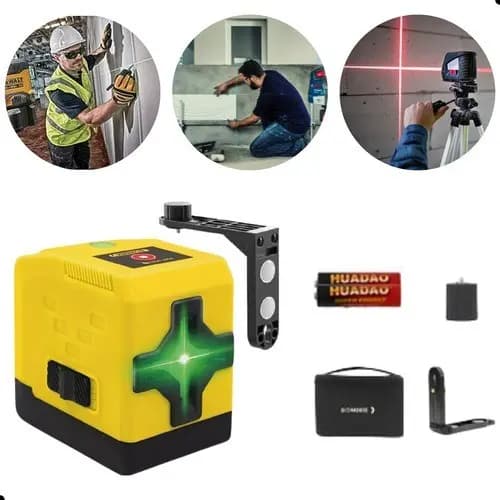 Mini Nivel a Laser Verde 20m Autonivelante Profissional 2 linhas Ideal para Gesso Drywall