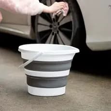Balde Dobrável Retrátil Flexível 10L Silicone Com Alça Cor Cinza Premium Versatil