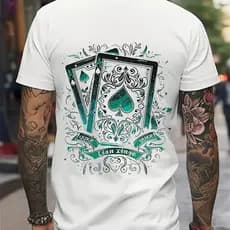 Camiseta Masculina Estampada Baralho Novidade Camisa 100% Algodão Carta