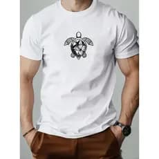 Camiseta Masculina Estampada Tartaruga Marinha Novidade Camisa 100% Algodão Estilosa