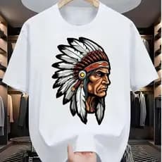 Camiseta Masculina Estampada Índio Novidade Camisa 100% Algodão Pajé