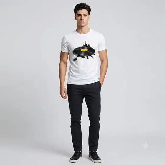 Camiseta Masculina Estampada Disco De Vinil Dj Musica Novidade Camisa 100% Algodão Estilosa