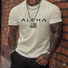 Camiseta Masculina Alpha Estampada Camisa 100% Algodão Moda