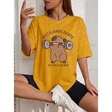 Camiseta De Academia Capivara Instalando Shape Camisa De Treino Fitness Moda Over