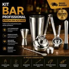 Coqueteleira Inox 500ml Kit Bartender Completo com Dosador e Colher Bailarina Drinks Profissionais