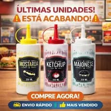 Kit 3 Bisnaga Lanchonete Bar Katchup Maionese Mostarda 350ml Moderna E Elegante