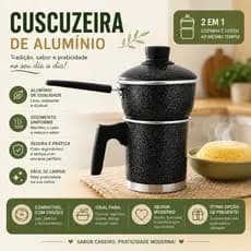 Cuscuzeiro Individual 2 em 1 – Cuscuzeira Porção Única Cozimento a Vapor Caneco Leiteira Com Tampa