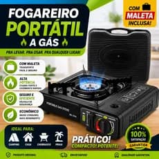 Fogareiro Camping Portátil Multiuso Trilha Pesca Com Maleta Guepardo