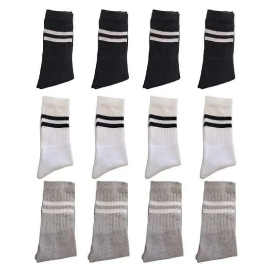 Kit 12 Pares Meias Cano Alto Algodão Ótima Qualidade Moderna