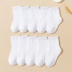 Kit 12 Pares Meia Infantil Branca Preta Escolar Menina Menino
