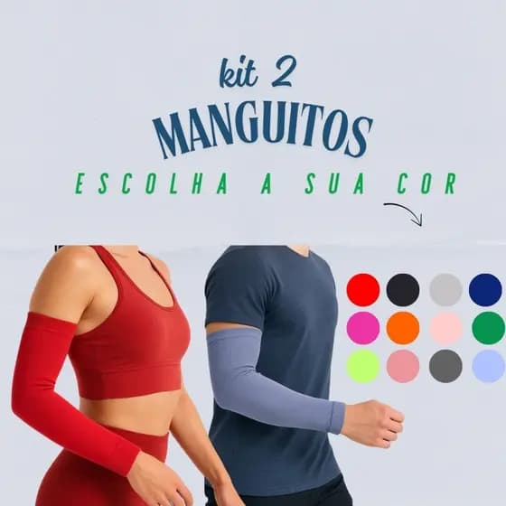 Kit 2 Pares Manguitos Térmico Proteção Solar UV50 + Segunda Pele Unissex Esportes Volei Motoboy