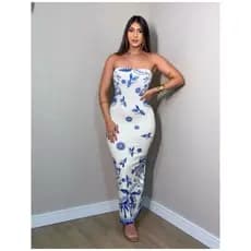Vestido Tomara Que Caia Feminino Estampa Tropical Promoção