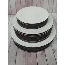 Kit 10 Cake Board 20cm Tabuleiro Redondo Resistente Confeitaria, Bolos, Doces e Frios MDF Branco 3mm