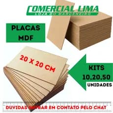 Kit 10 20 50 Un 20 x 20 Chapa MDF Cru 3mm Para Quadros Decorativos Porta Retrato Artesanato Adesiva