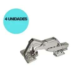 Kit 4 Dobradiça 165 Graus ( Reta )  Amortecedor 35mm Soft Close Para Armários Cozinhas e Móveis