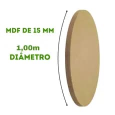Tampo de Mesa 1,00m Chapa mdf 15mm redondo Diâmetro Madeira Redondo Decoração Sala Cozinha