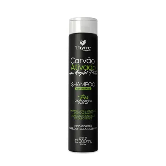 Shampoo Carvão Ativado Hidratação Cronograma Capilar 300ml Thyrre Cosmetics