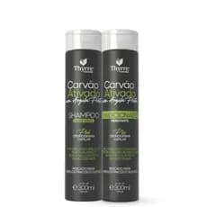 Shampoo e Condicionador Carvão Ativado com Argila Preta Pré Cronograma Capilar Thyrre Cosmetics