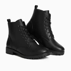 Bota Feminina Botinha Preta Confortável Leve Resistente Cadarço 34 ao 39