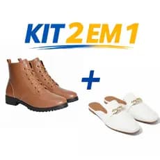 Bota Botinha Coturno Cano Baixo Cadarço Confortavel Leve Macio+Mule Aberto Solado Antiderrapante Anatomico