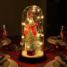Luminária De Mesa Árvore de Natal Cúpula com Led Fio de Fada enfeite de mesa