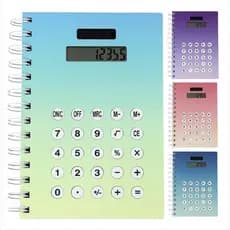 Caderno Espiral Capa Dura Degradê 160 Folhas Com Calculadora Embutida Visor Solar Para Anotações e Cálculos