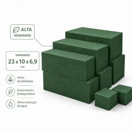 Kit 6 Espumas Floral Fenólica 23 x 10 x 6,9cm Arranjo de Flores e Plantas Artificiais Jardinagem