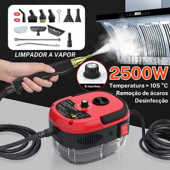 Limpador a vapor portátil de 2500 W, máquina de limpeza de alta temperatura e alta pressão de 220 V/110V