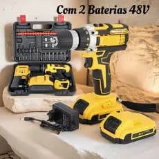 Parafusadeira Furadeira 48V 2 Baterias Com Maleta e Acessórios Completo-sorte