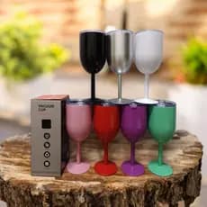 Kit 5/10 Copo Taça Térmica De Gin Vinho 420ml Chá Café Dupla Camada Premium