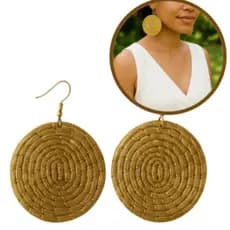 Brinco Capim Dourado Natural Mandala 1 Par Anzol Top