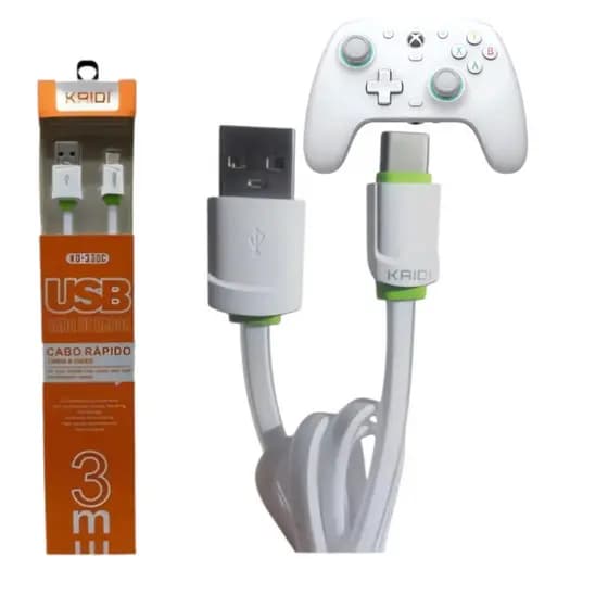 Cabo Reforçado para Controle GameSir T4 Pro G7 SE – USB-C, Carregamento Rápido e Durável