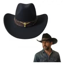Chapéu Country Rodeio Sertanejo Boiadeiro com Fivela De Couro Sintetico