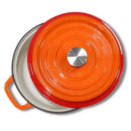 Panela Caçarola Ferro Fundido Esmaltado 22cm 2,7L com Tampa - Antiaderente, Indução, Gás e Forno