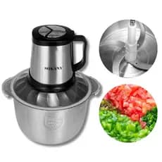 Processador Triturador de Alimentos Inox - Moedor Elétrico para Carne, Legumes, Verduras e Temperos