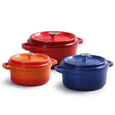 Panela Caçarola 26cm Ferro Fundido Esmaltada 4,7L com Tampa - Indução, Gás, Forno e Elétrico