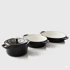 Conjunto Panelas Ferro Fundido 3 Peças com Tampa - Compatível com Gás