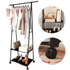 Arara de Roupas com Sapateira e Rodinhas - Organizador de Roupas e Sapatos