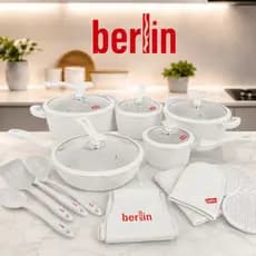 Conjunto Panelas Berlin Fundo Triplo Indução Gás Elétrico 22 peças